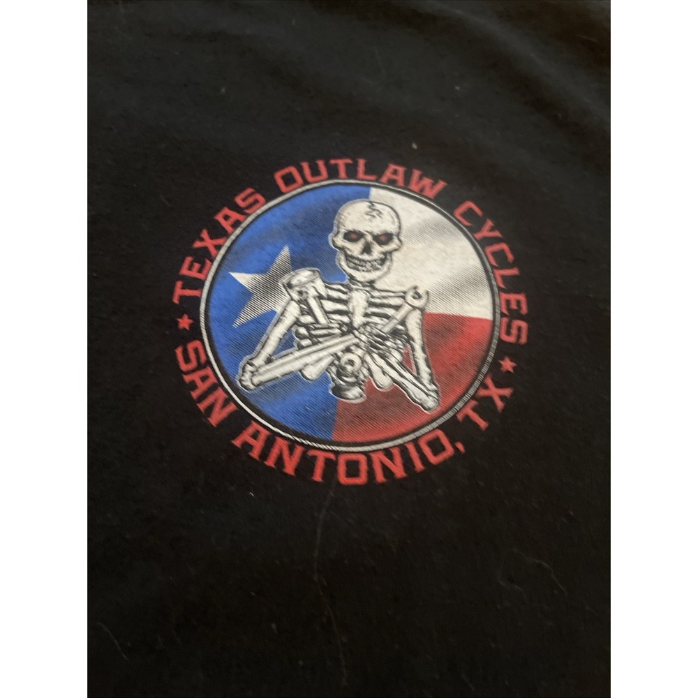 Texas‎ Outlaw Cycles San Antonio TX Black Short Sleeve Graphic Tee Size XL - Picture 4 of 6